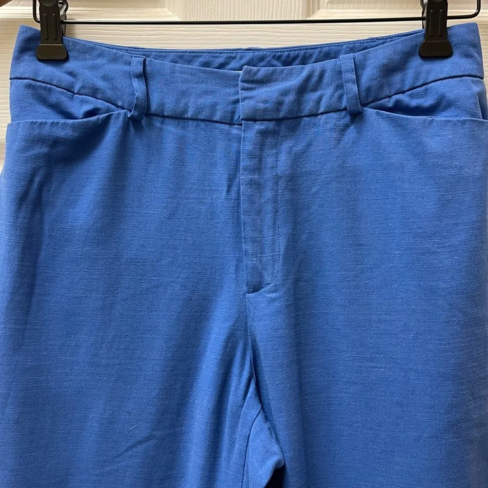 Preston & York Women's Size 6R French Blue‎ Linen Blend Pants Wide Leg 28x30